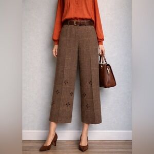Due Per Due Wide-Leg Checked Rayon Blend Capris size 6